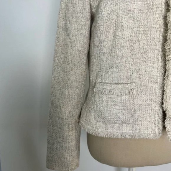 Calvin Klein Open Front Tweed Fringe Jacket 2 - Picture 8 of 12